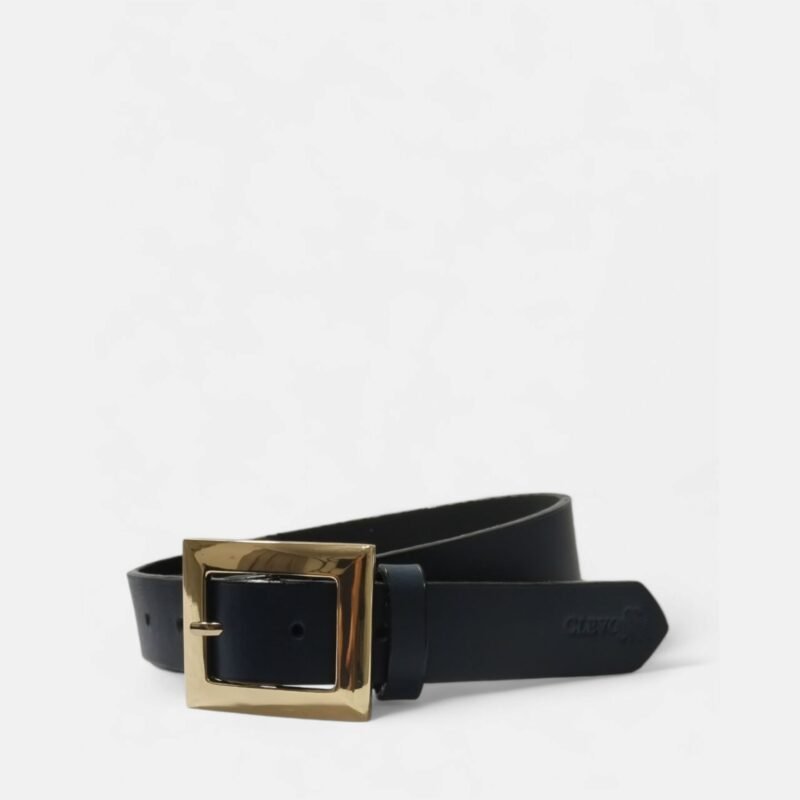 Cinturón unifaz de cuero negro para mujer