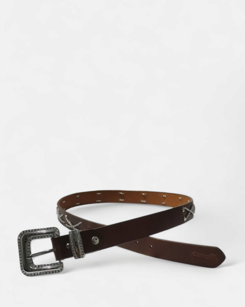 Cinturón unifaz de cuero con cadenas para mujer