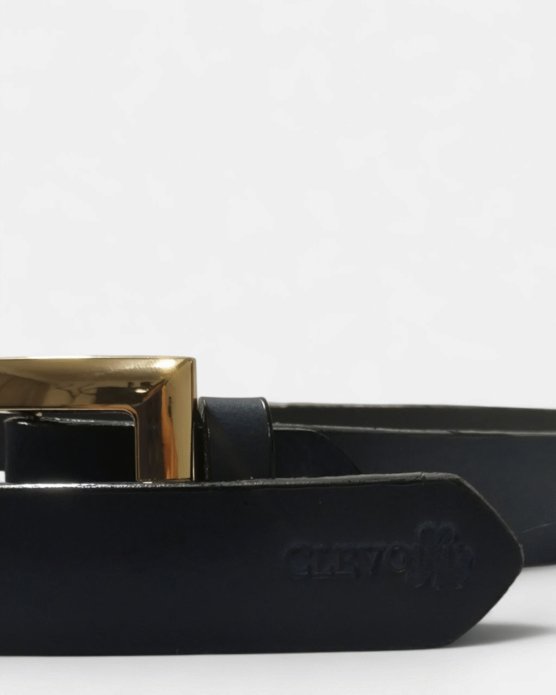 Cinturón unifaz de cuero negro para mujer