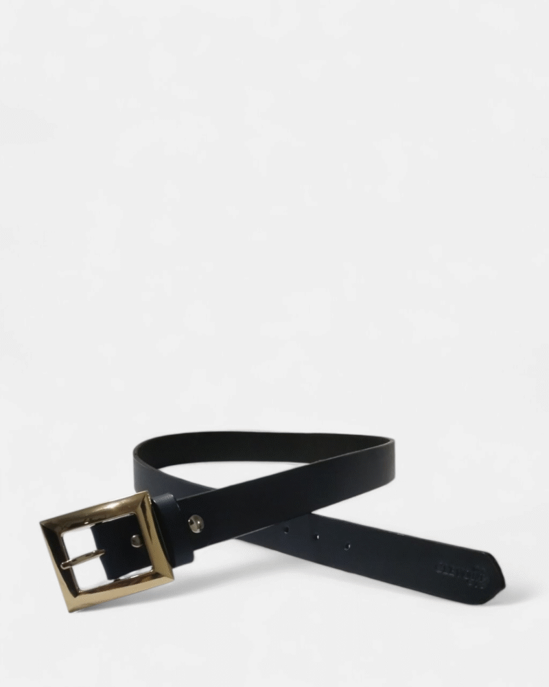 Cinturón unifaz de cuero negro para mujer