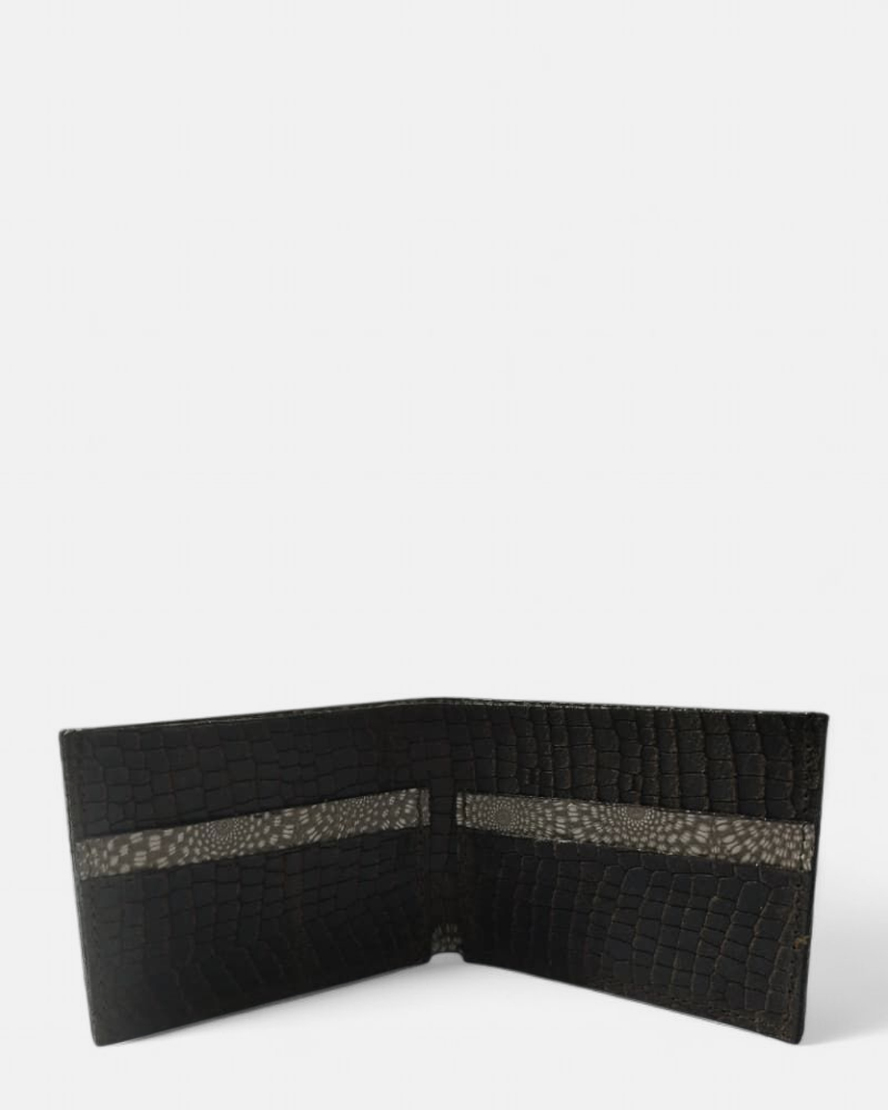 Cartera de cuero vacuno texturizado para hombre