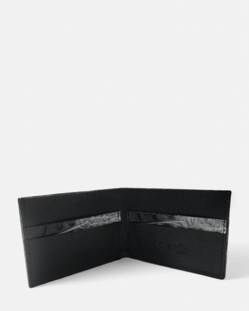 Cartera de cuero vacuno grabado con textura de cocodrilo para hombre