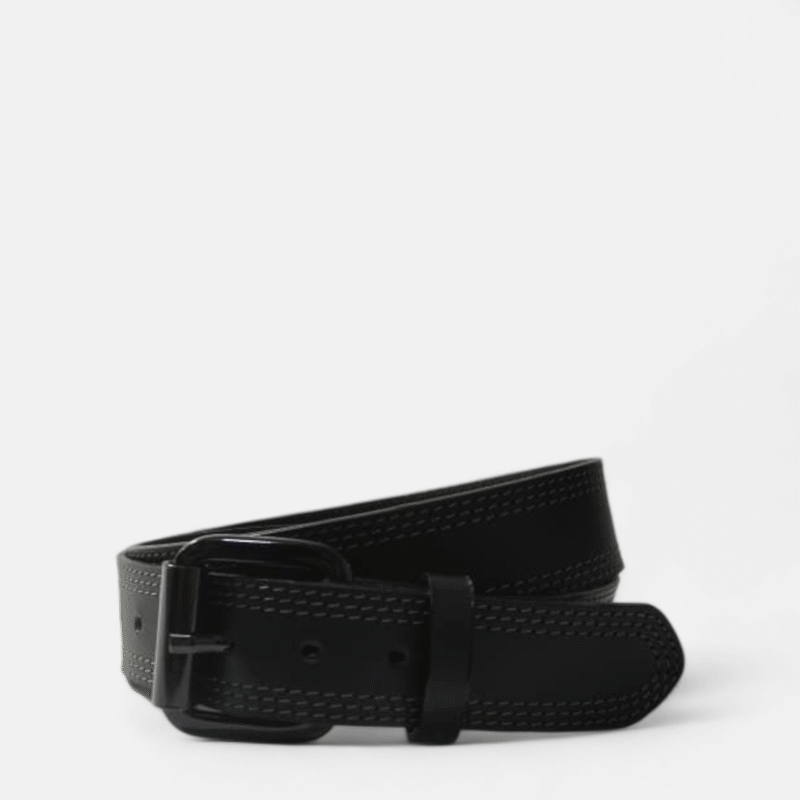 Cinturón unifaz de cuero para hombre con costuras