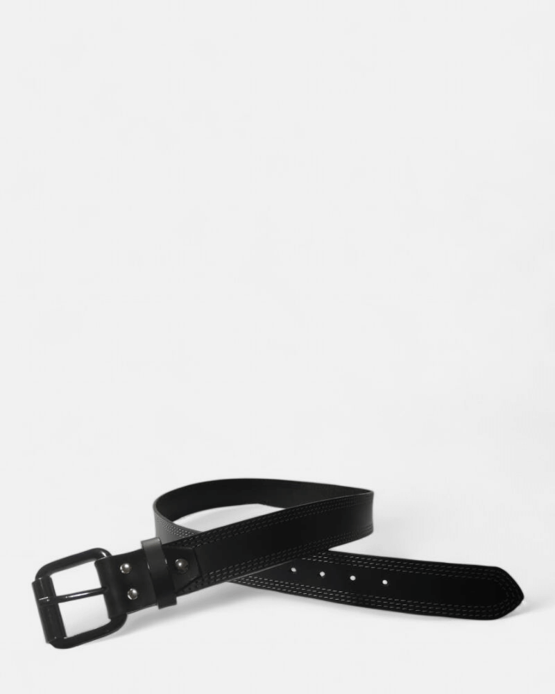 Cinturón unifaz de cuero para hombre con costuras