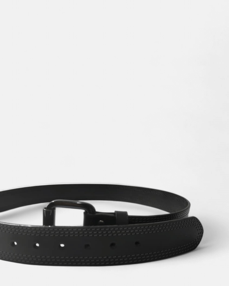 Cinturón unifaz de cuero para hombre con costuras